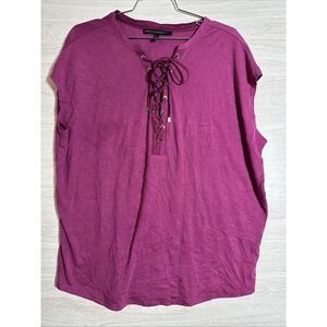 magenta lace-up top from White House Black Market Sz Large